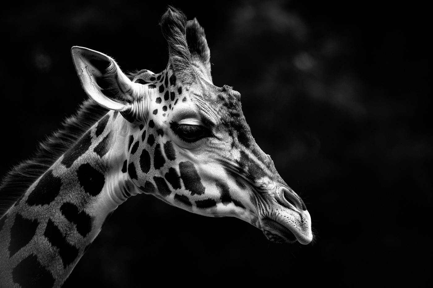 africa close-up animal head nature animals in the wild animal giraffe — free black and white photo