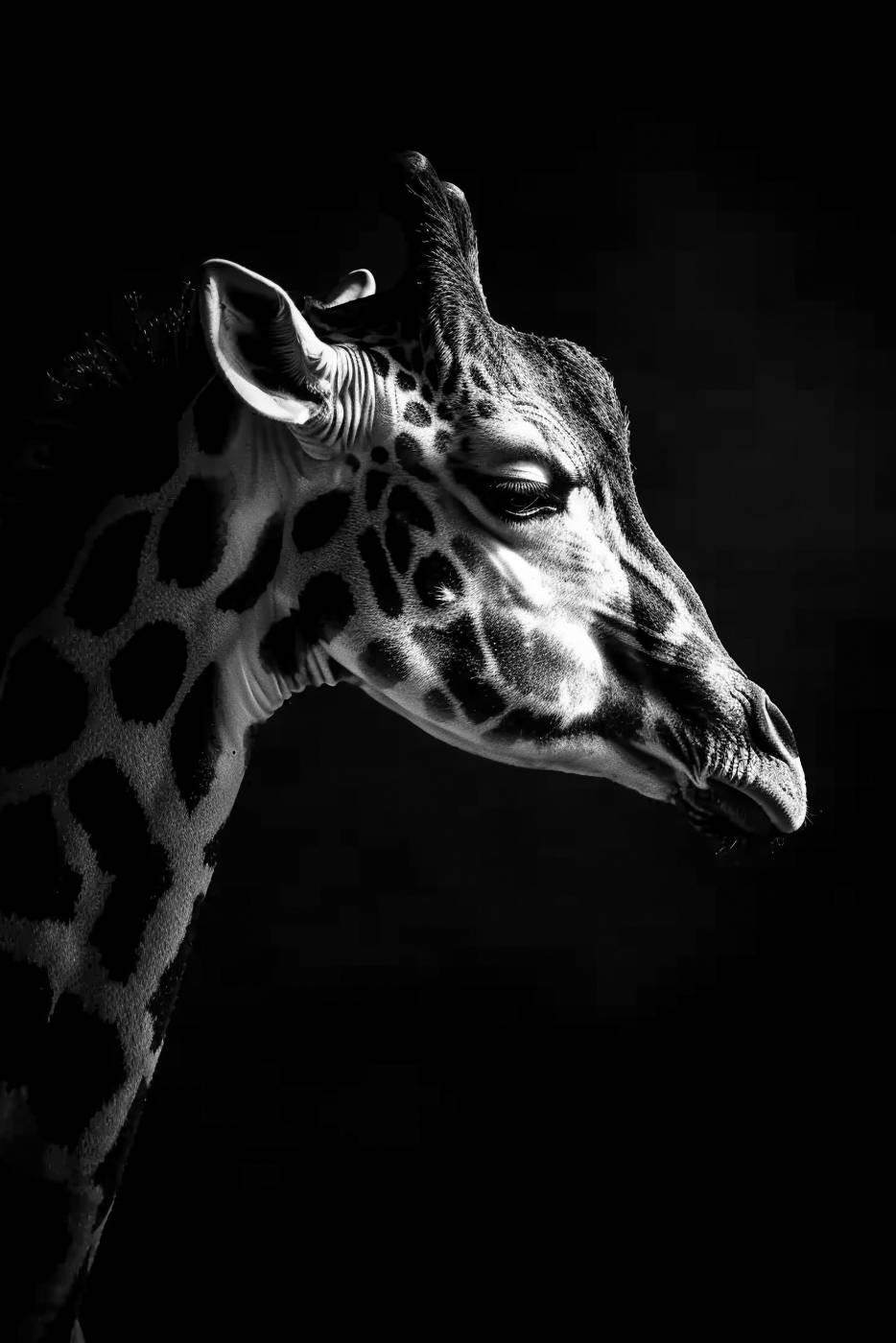 animals in the wild giraffe africa animal mammal animal head nature — free black and white photo