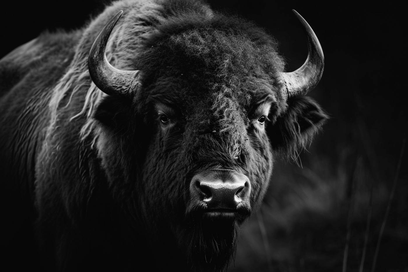 horned outdoors animals in the wild cattle mammal nature animal — free black and white photo