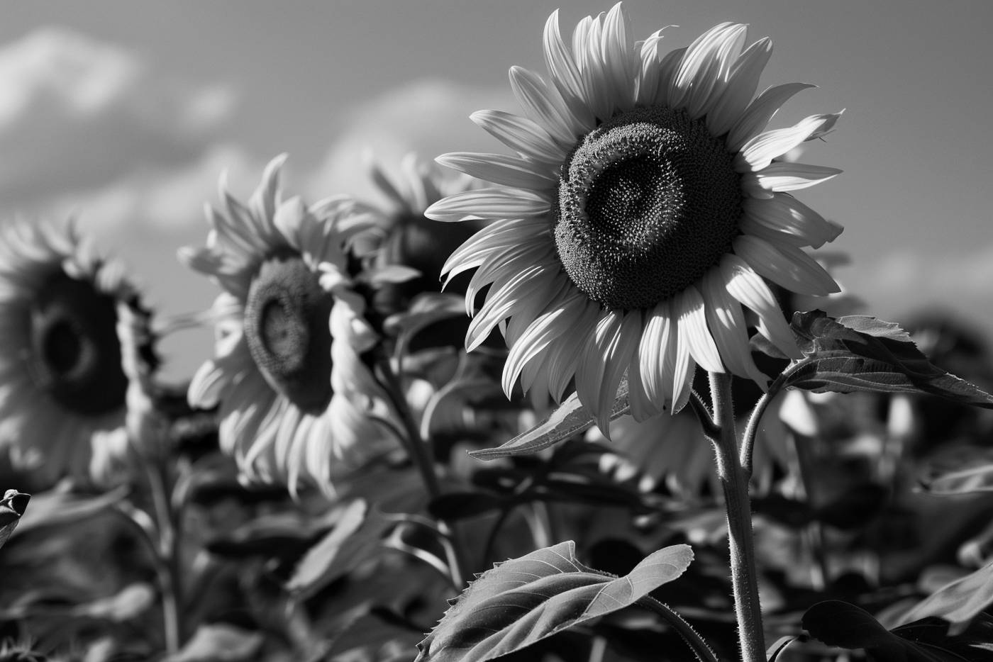 sunflower nature summer close-up flower petal plant — free black and white photo