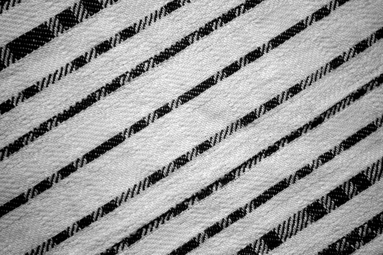 Black on White Diagonal Stripes Fabric Texture   — free black and white photo