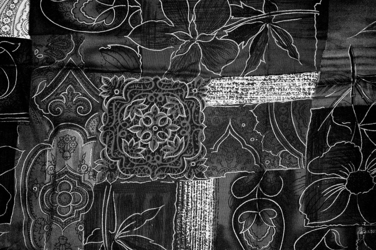 Orange Patchwork Fabric Texture   — free black and white photo