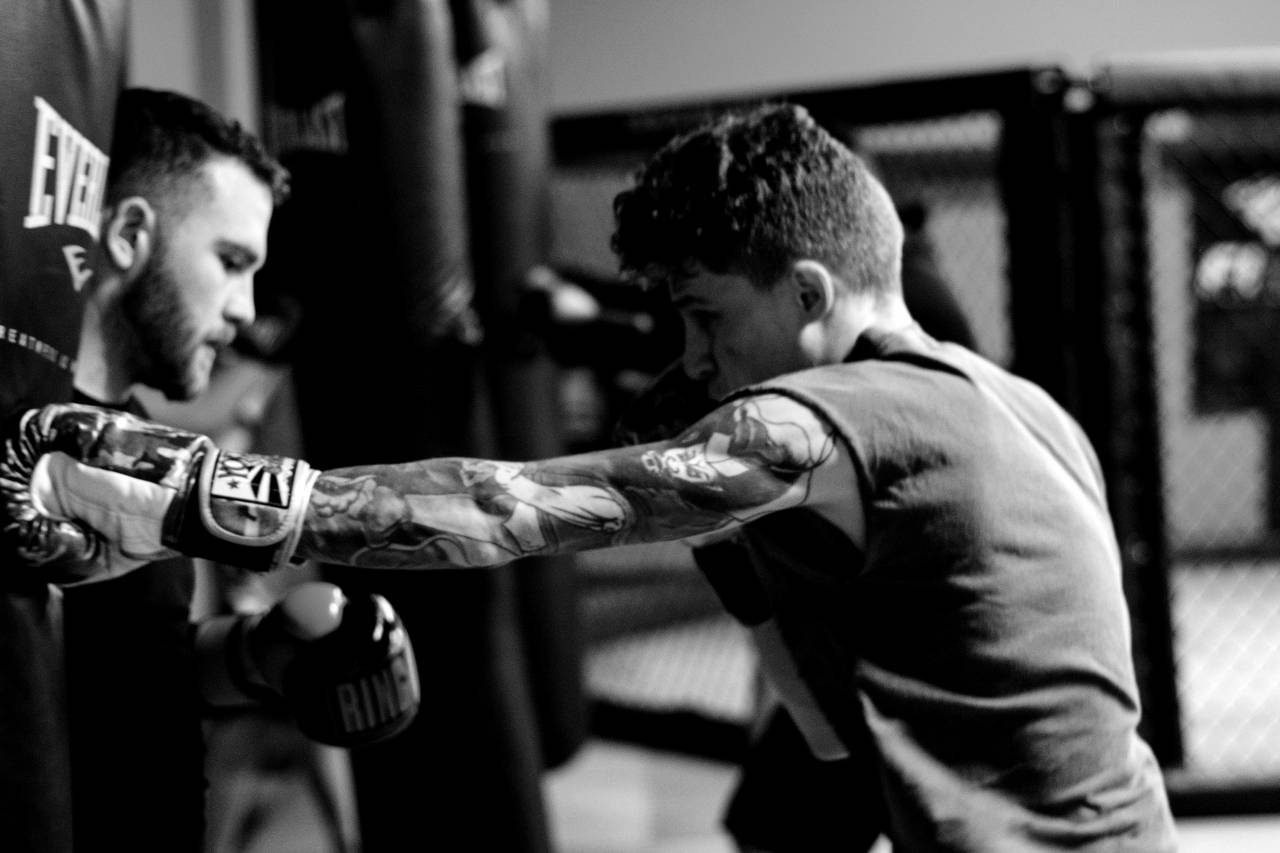 Boxing Training  — free black and white photo