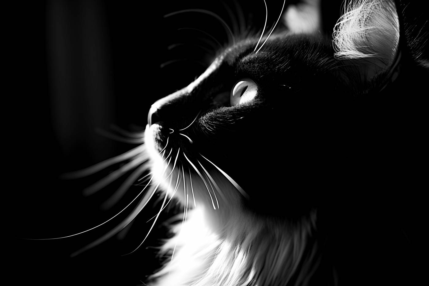 animal domestic animals close-up feline whisker pets domestic cat — free black and white photo
