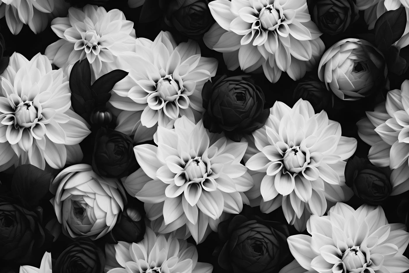 plant flower decoration backgrounds illustration nature pattern — free black and white photo