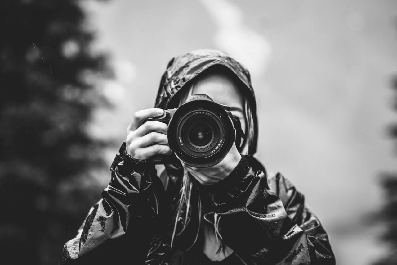 Camera Woman Rain Jacket Free Stock Photo - NegativeSpace — free black and white photo
