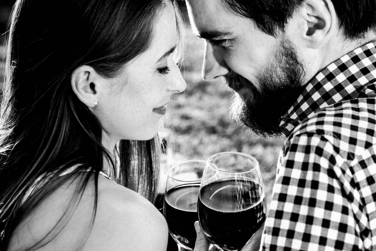 Woman & Man Drinking Red Wine Free Stock Photo - NegativeSpace — free black and white photo