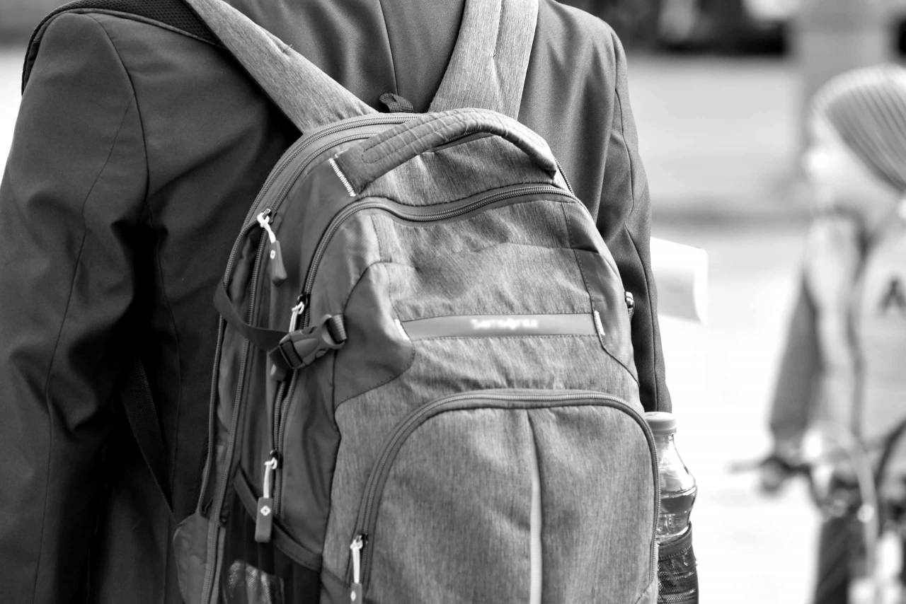 backpack urban street outdoors industry safety contemporary kb — free black and white photo