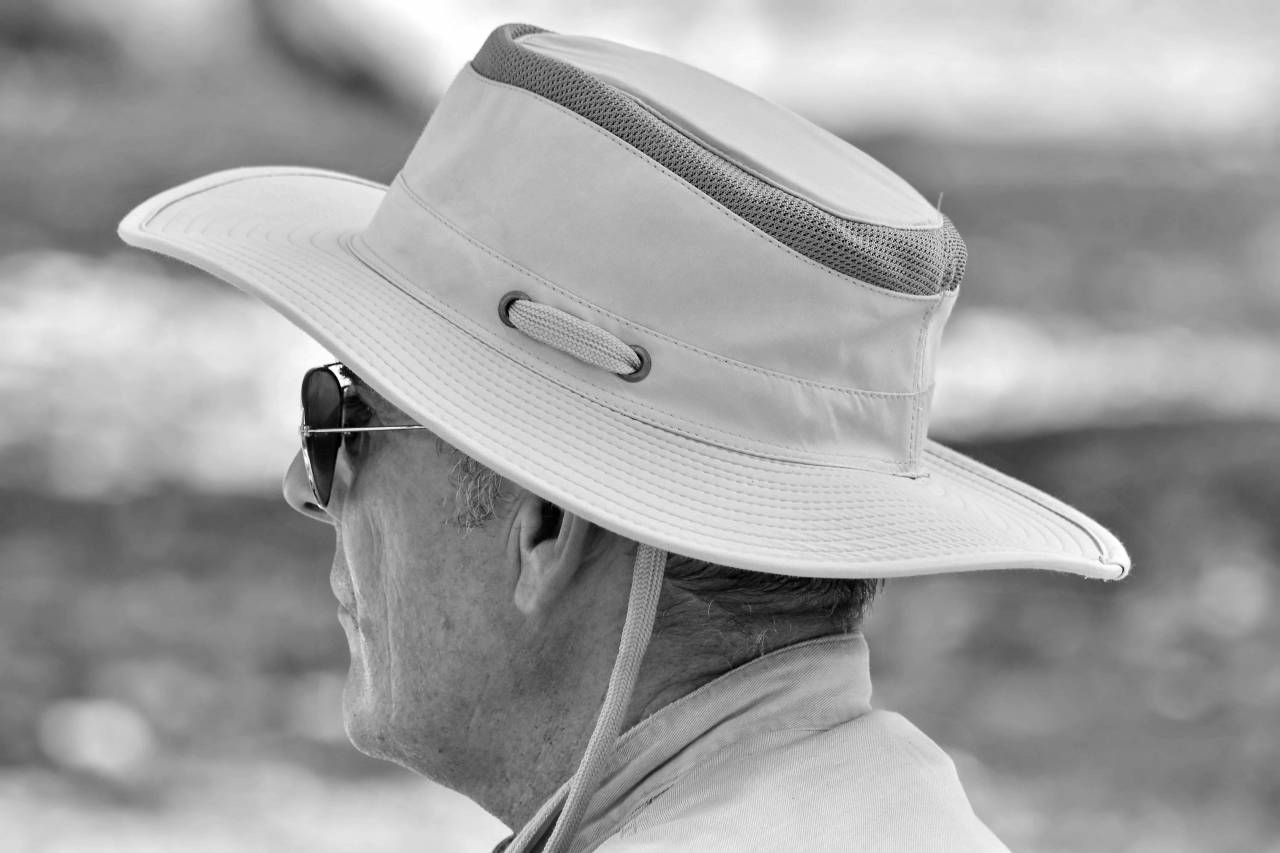 cowboy hat portrait senior outdoors clothing pensioner elder  — free black and white photo