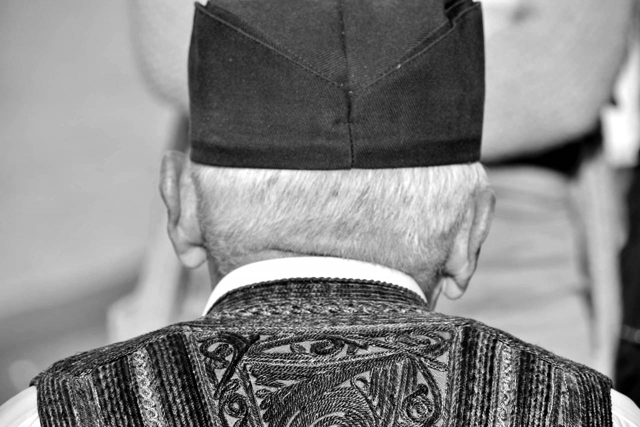 fashioned cardigan traditional elderly religion serbia vestment  — free black and white photo