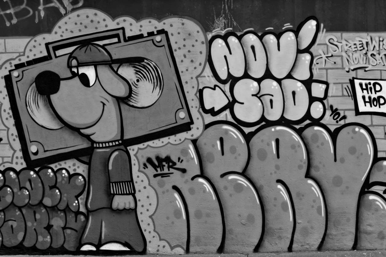 graffiti urban education decoration fun visuals area — free black and white photo