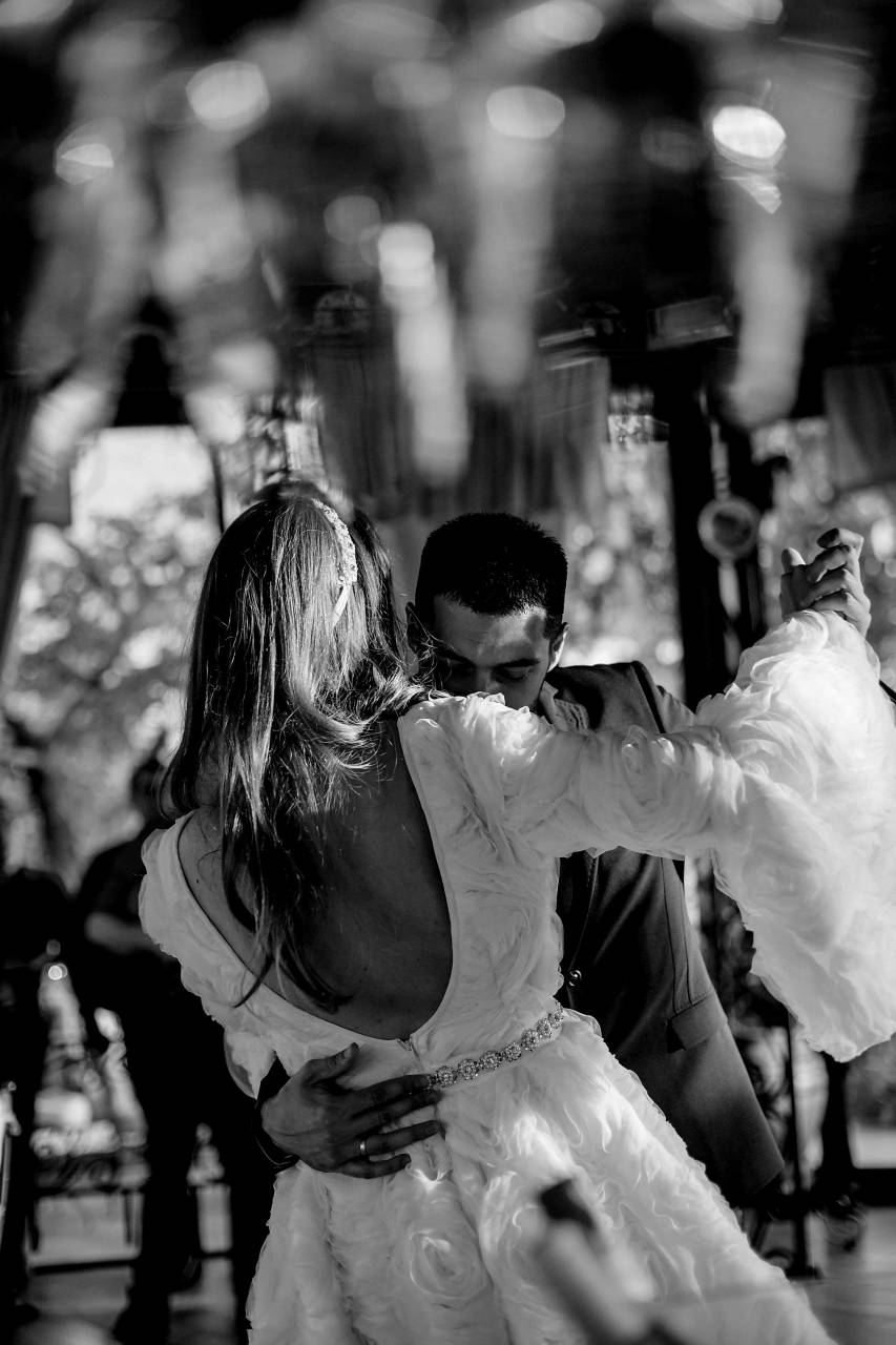 groom bride woman dance portrait  — free black and white photo