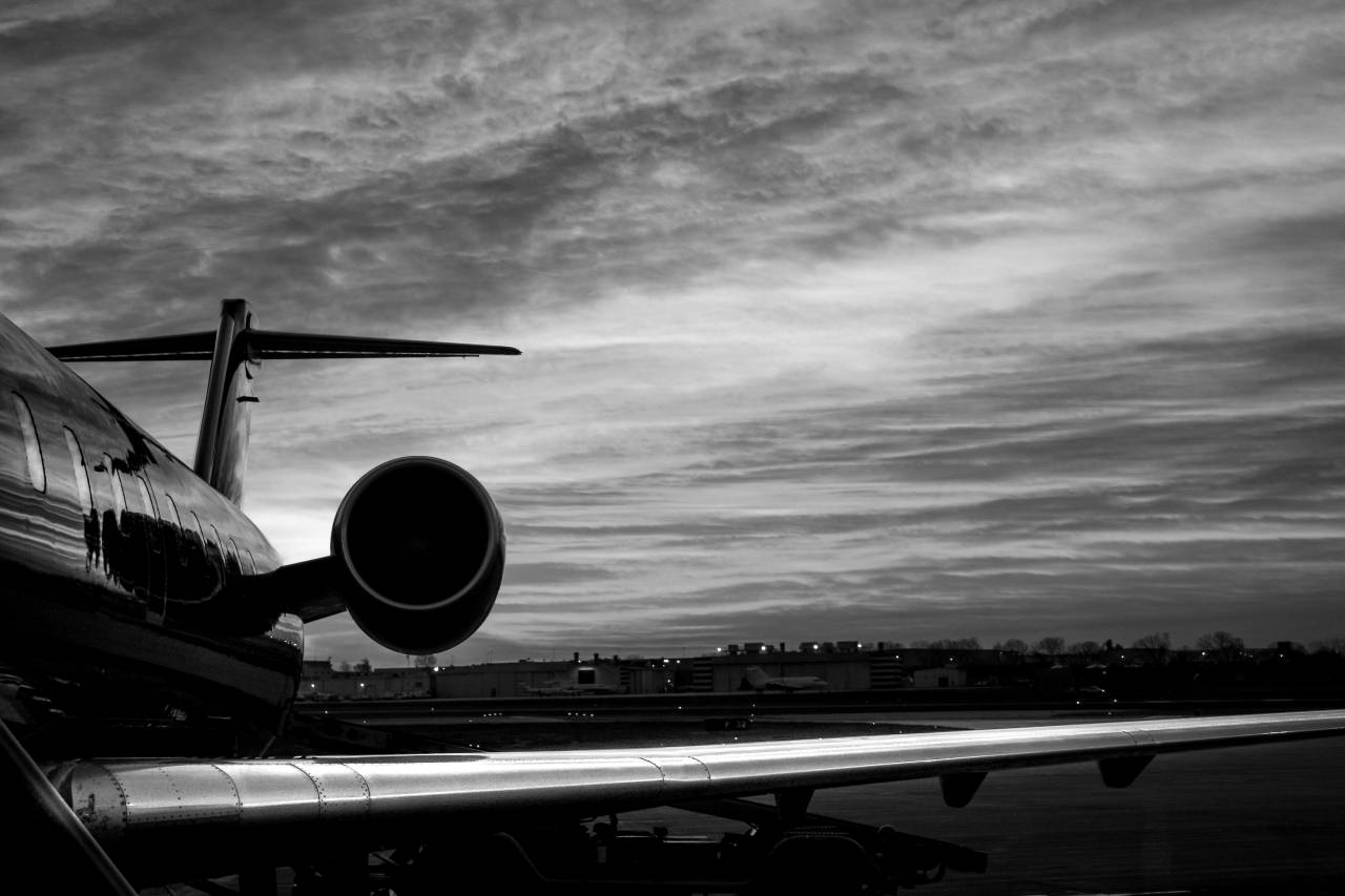 Airplane at Sunset Royalty-Free Stock ?Photo? and Image — free black and white photo