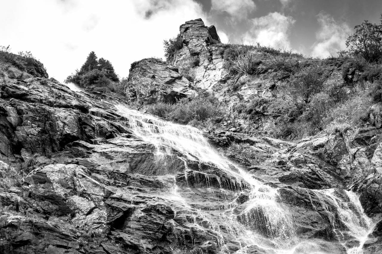 Waterfall, River & Mountains Royalty-Free Stock ?Photo? and ... — free black and white photo