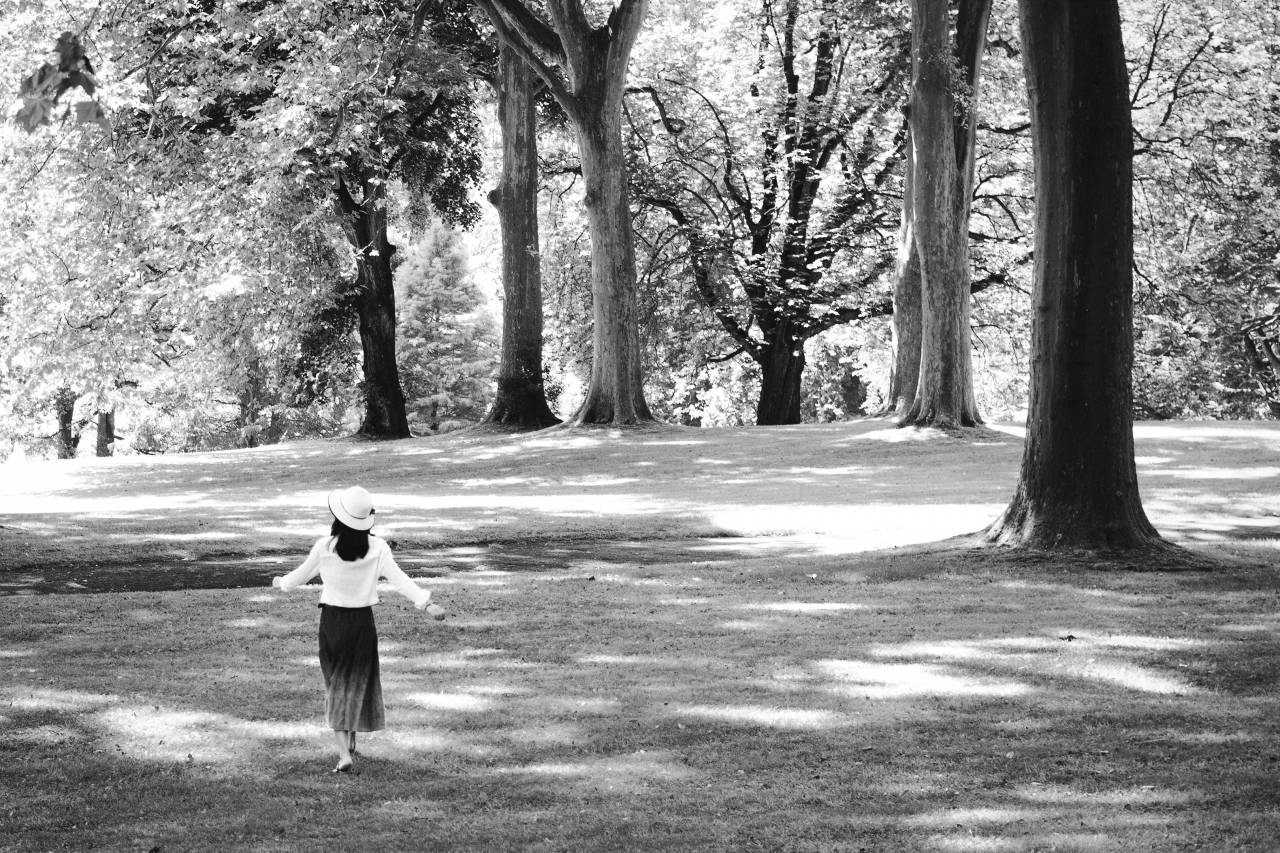 Woman in Park Royalty-Free Stock ?Photo? and Image — free black and white photo