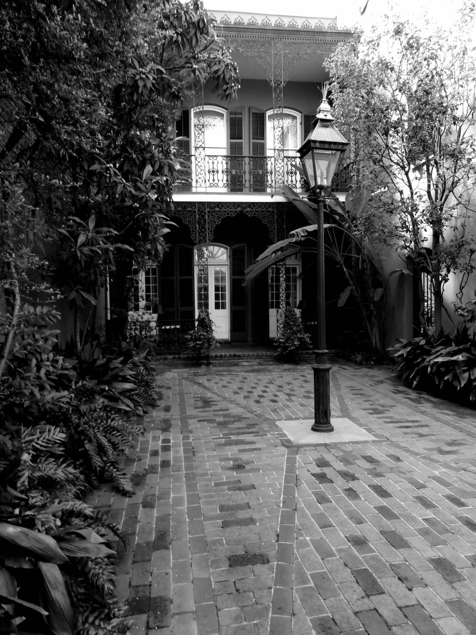   lawn  mansion  house  home  porch  walkway  — free black and white photo