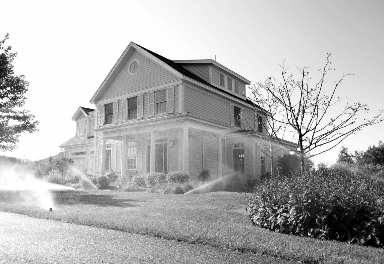   lawn  villa  mansion  building  home  suburb  — free black and white photo