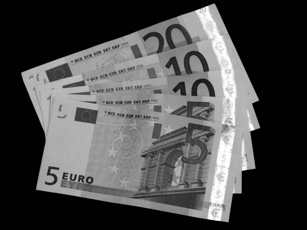   brand  cash  currency  euro  document  value  — free black and white photo