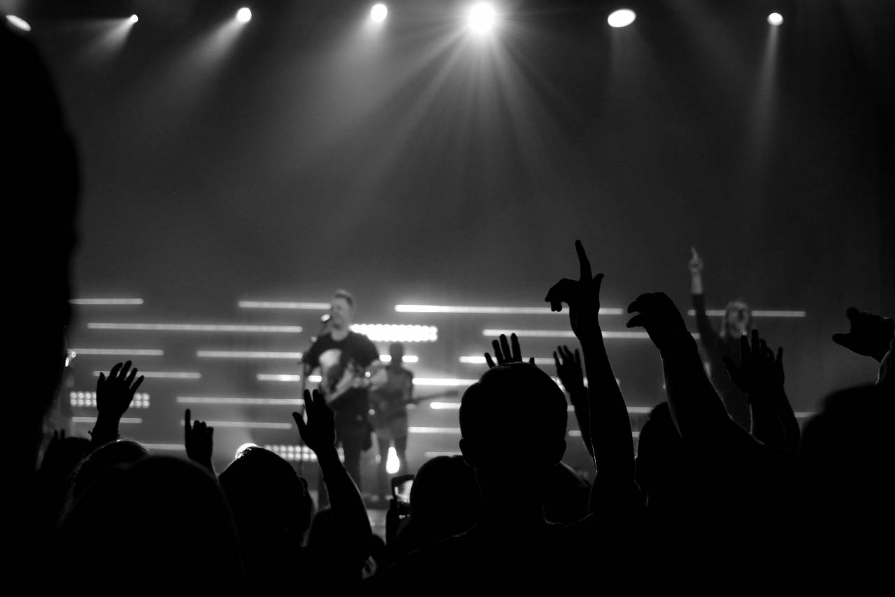   music  people  crowd  band  audience  show  — free black and white photo