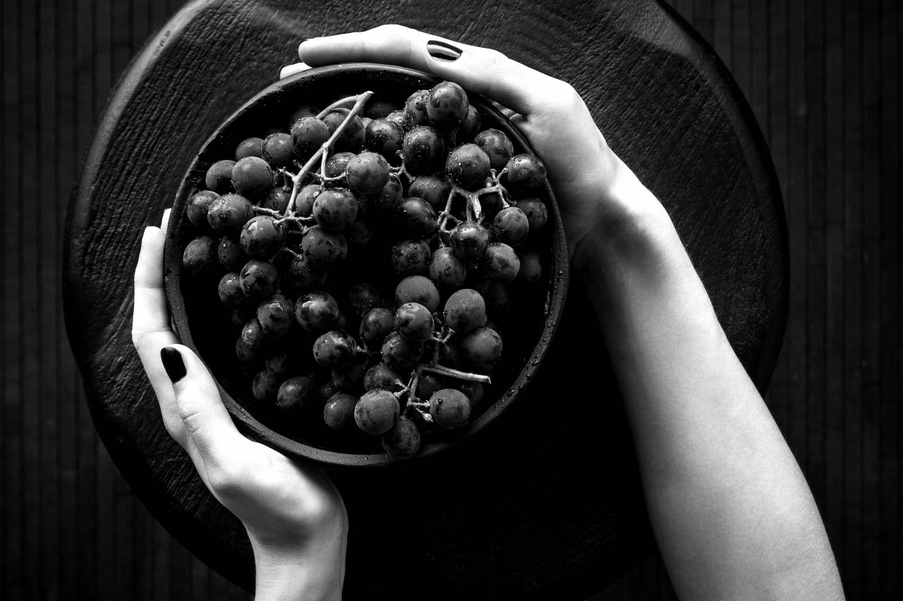   grape  fruit  berry  flower  dark  food  — free black and white photo