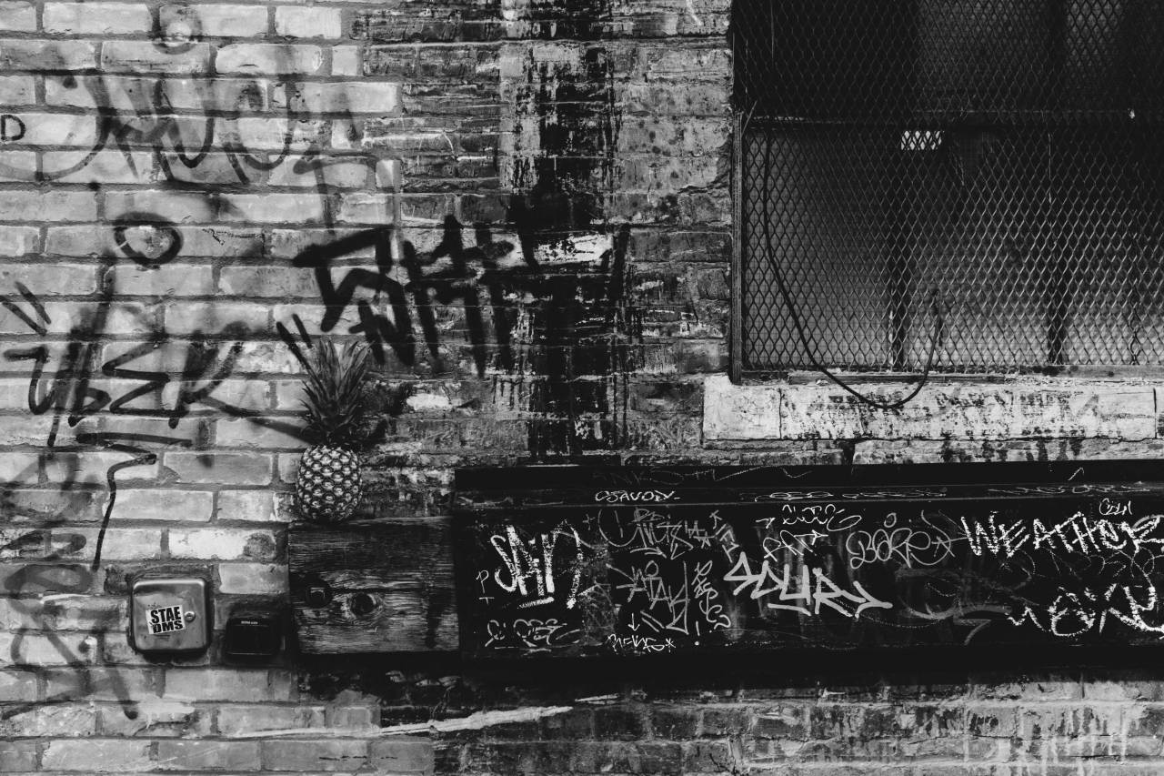   track  street  fruit  town  building  alley  — free black and white photo