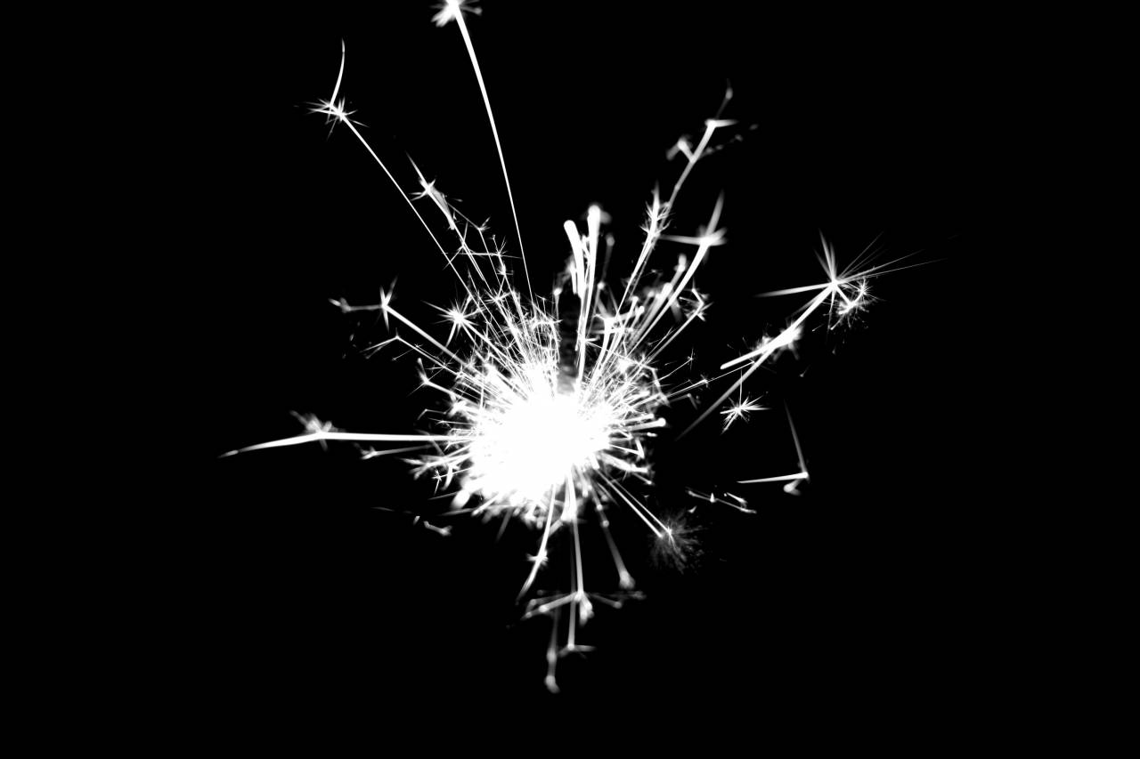   light  flower  dark  sparkler  spark  — free black and white photo