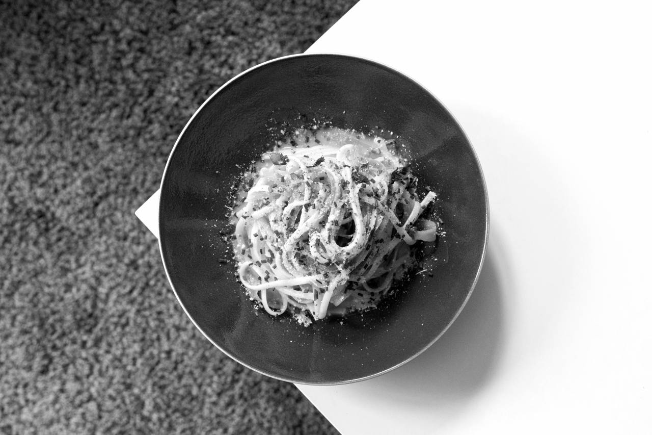 Bowl of Pasta Spaghetti  — free black and white photo