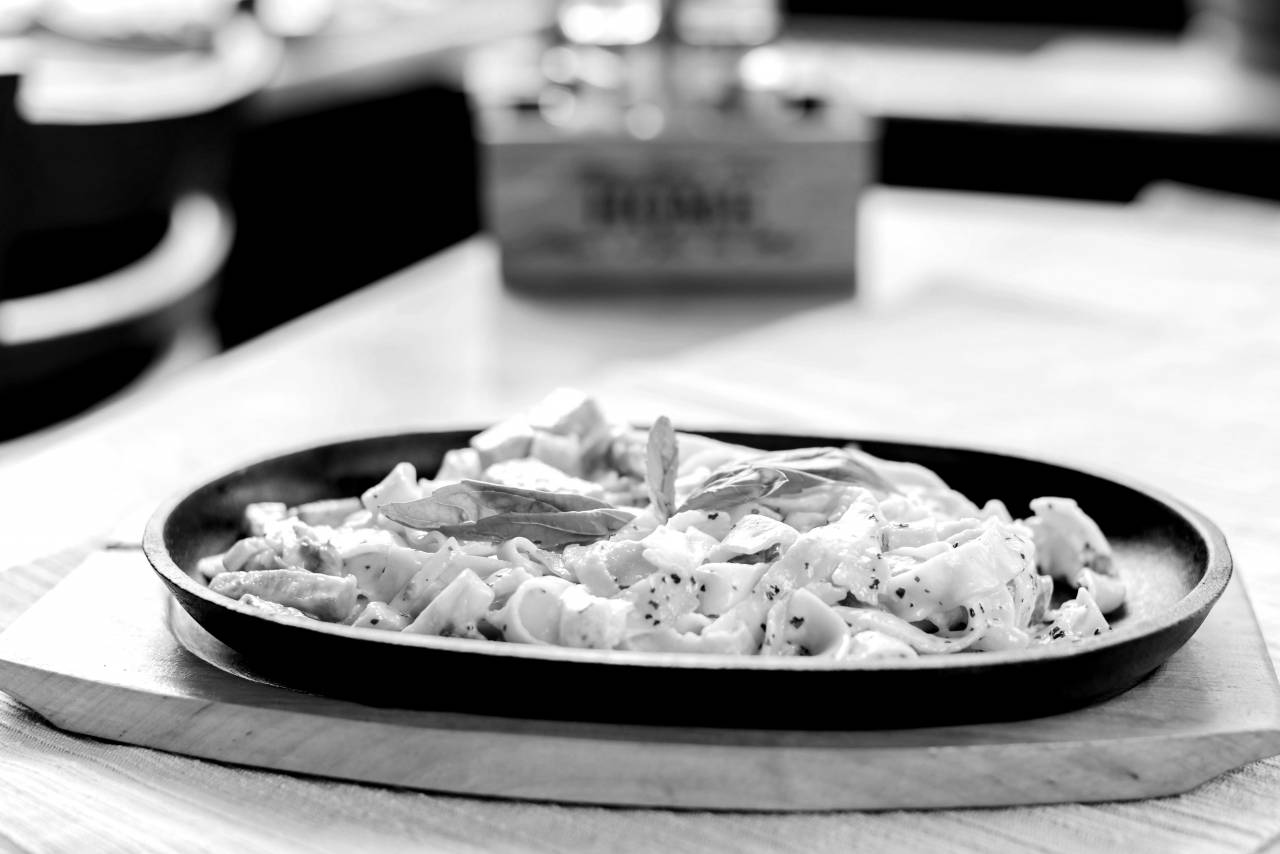 Pasta Dinner  — free black and white photo