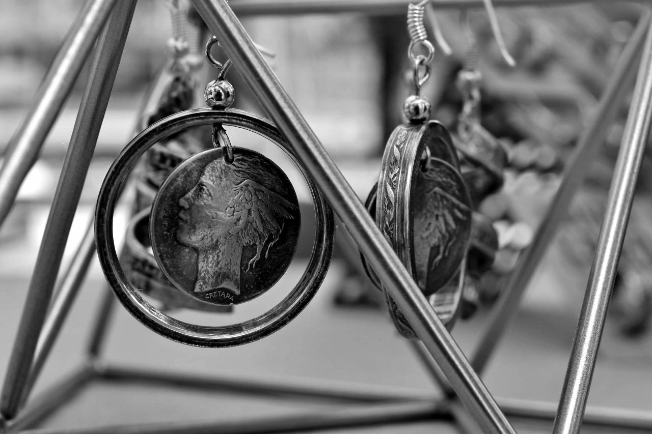 brass hanging handmade jewelry metal outdoors earrings traditional luxury nature antique  — free black and white photo