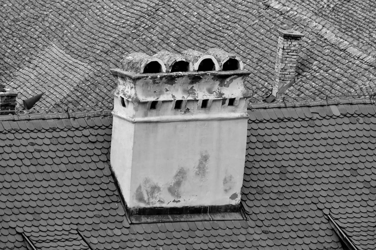 chimney brick roof architecture building tile urban — free black and white photo