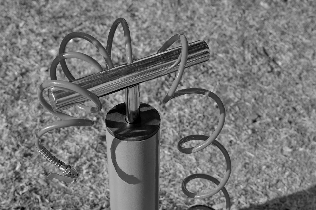 device pressure pipe pump tool air hand grass outdoors wire equipment  — free black and white photo