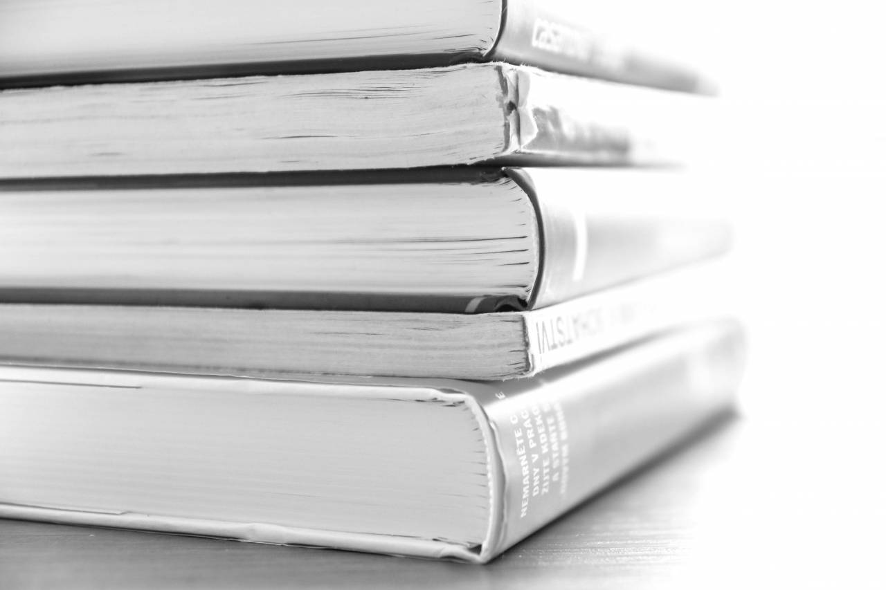 Pile of Books  — free black and white photo