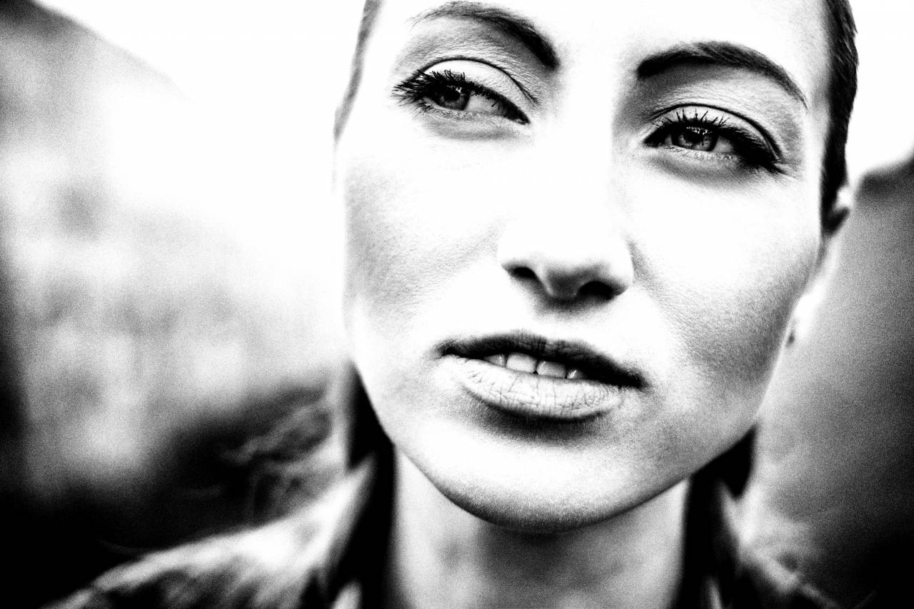 Portrait Face of Woman  — free black and white photo