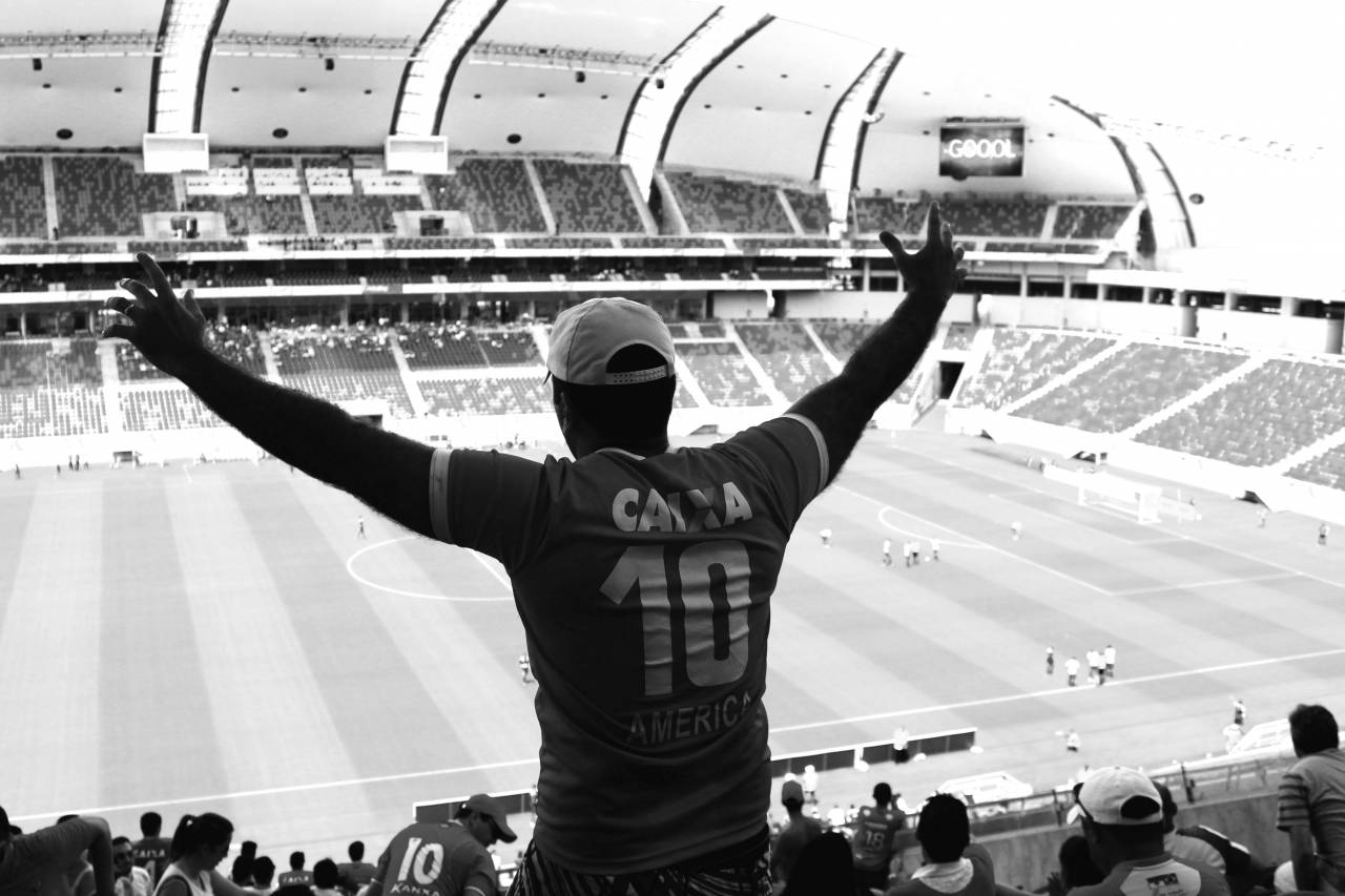 Soccer Fan  — free black and white photo