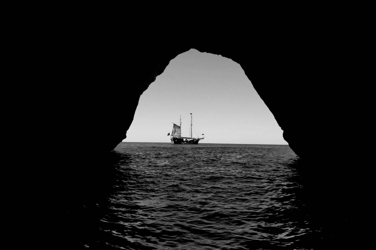 ?Ocean? Cave View  — free black and white photo