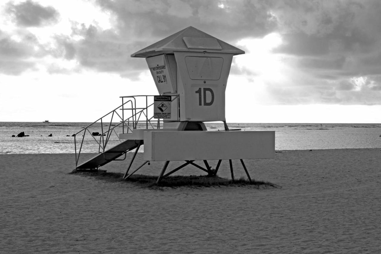 Tower ?Ocean? Beach  — free black and white photo