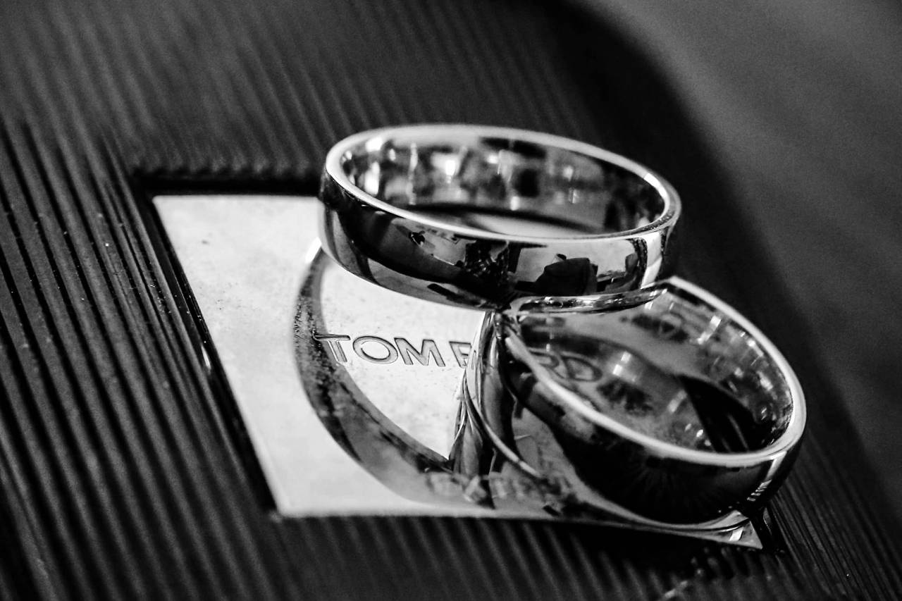 close rings glow golden ring luxury indoors reflection jewelry — free black and white photo