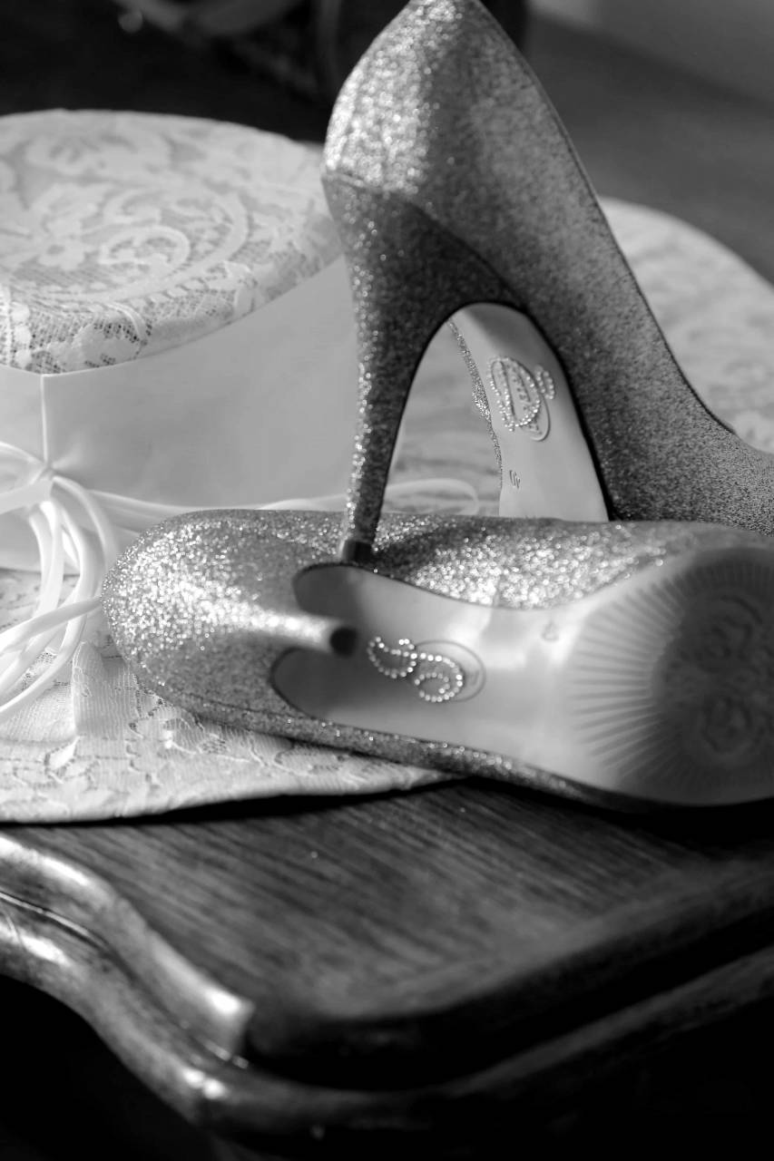 elegance glamour heels hat luxury shoes shining sandal styling wedding  — free black and white photo
