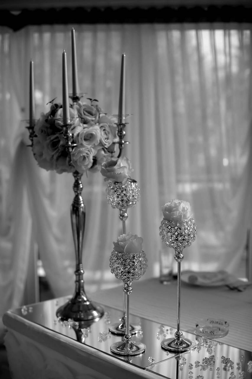 interior candle decoration crystal still vase candlestick indoors luxury glass  — free black and white photo