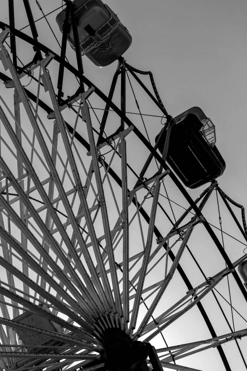 Carnival Ride Fun  — free black and white photo
