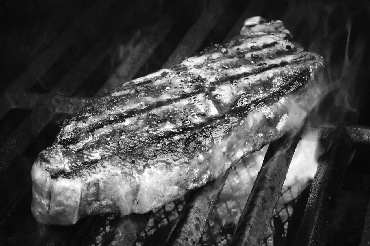Grilled Beef Steak  — free black and white photo