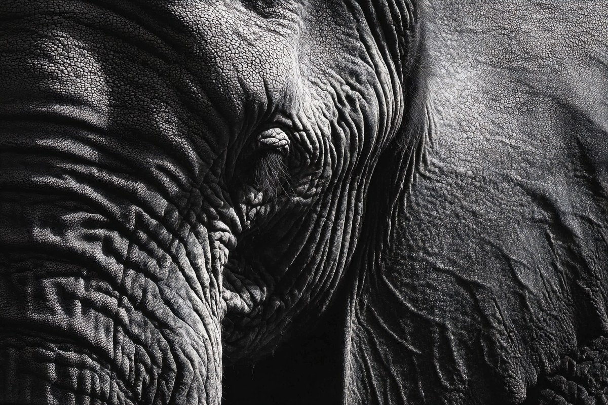 animals black and white photograph of an elephant skin textur — free black and white photo