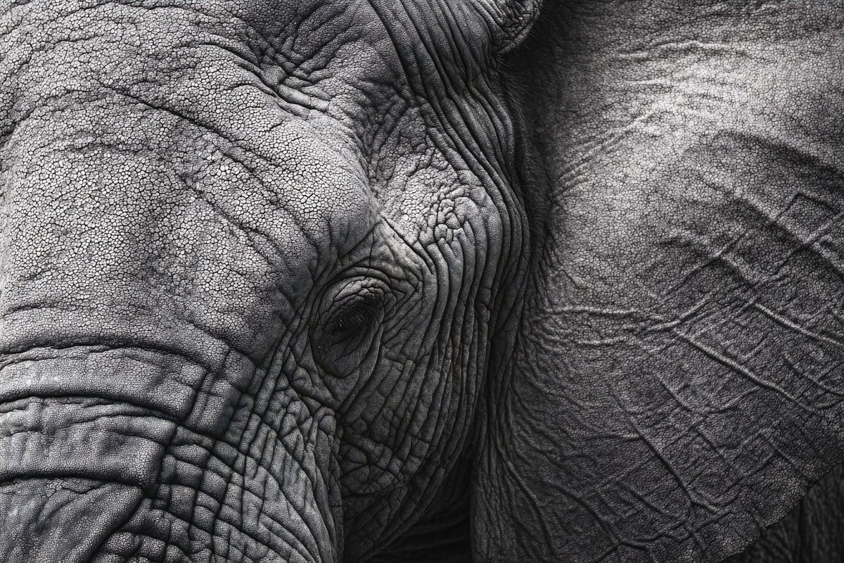 animals black and white photograph of an elephant skin textur — free black and white photo