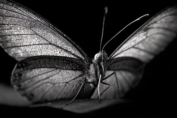 black and white butterfly picture extreme macro close up of b — black and white nature photo