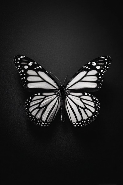 black and white butterfly picture single butterfly centered o — black and white nature photo