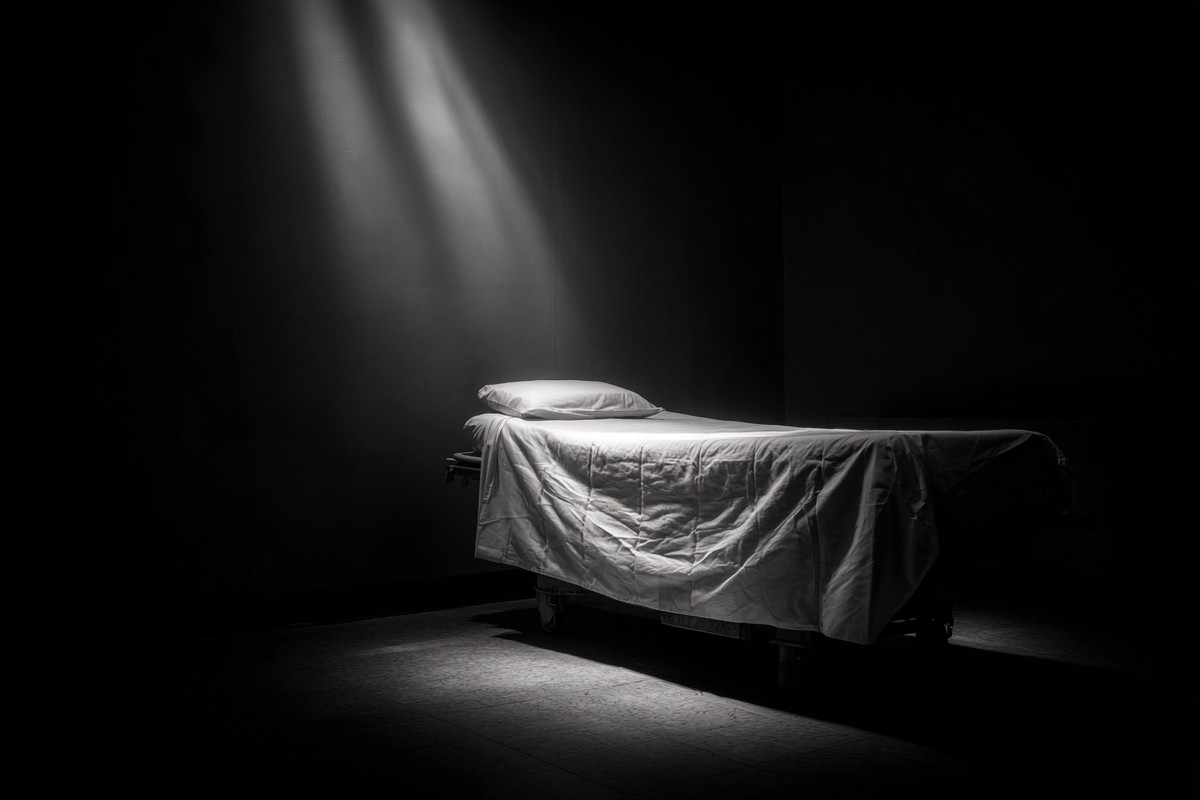 black and white conceptual rigor mortis picture empty hospita — free black and white photo