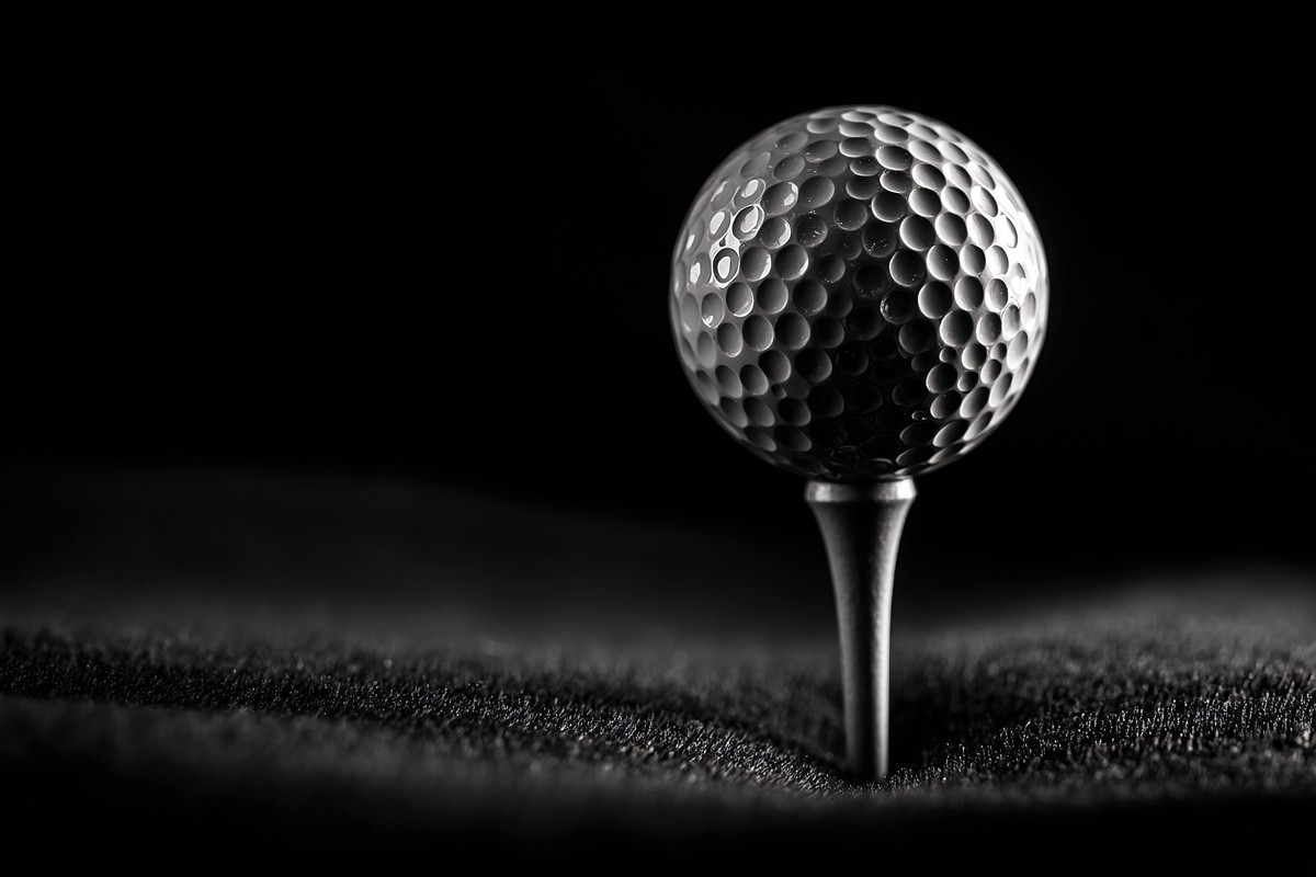 black and white golf picture extreme close up of golf ball on — free black and white photo