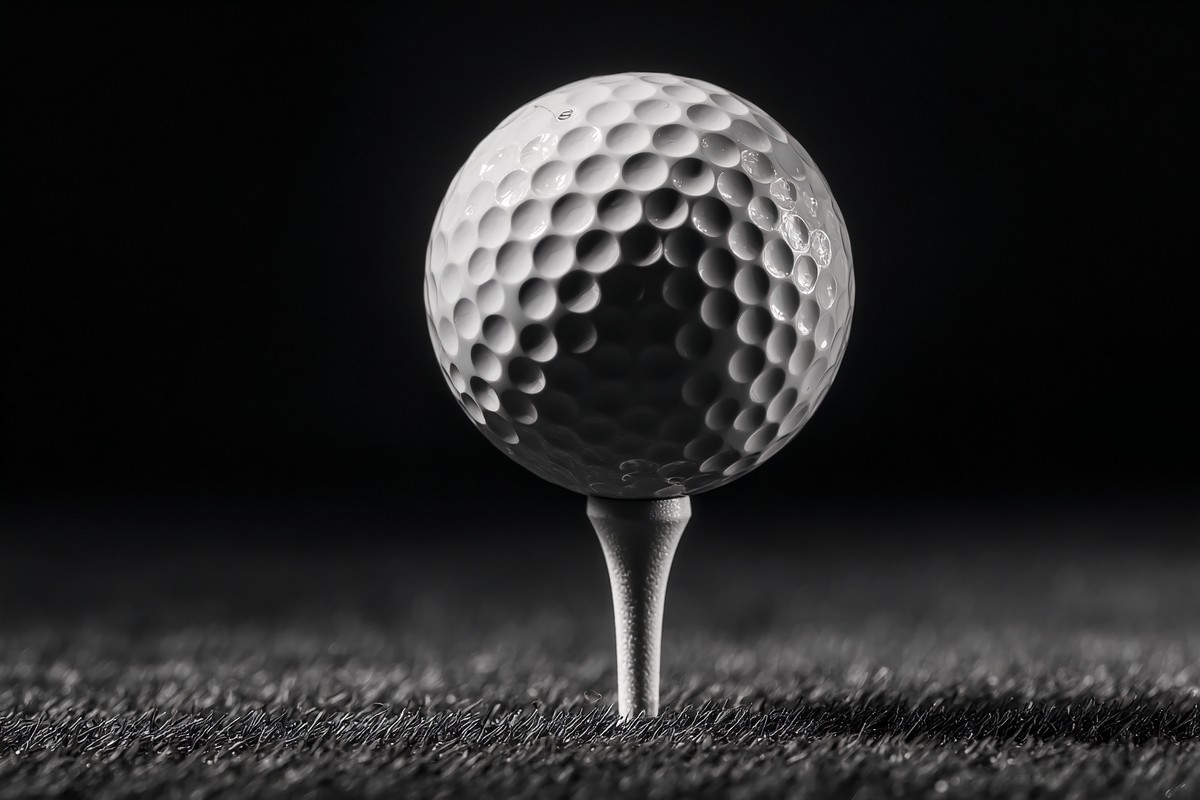 black and white golf picture extreme close up of golf ball on — free black and white photo