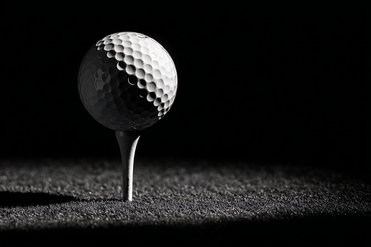 black and white golf picture extreme close up of golf ball on — free black and white photo