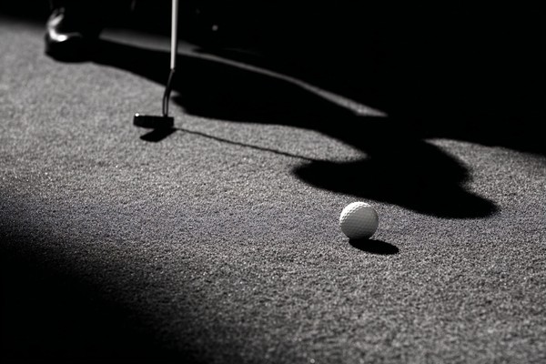 black and white golf picture golfer putting on green high con — black and white photo